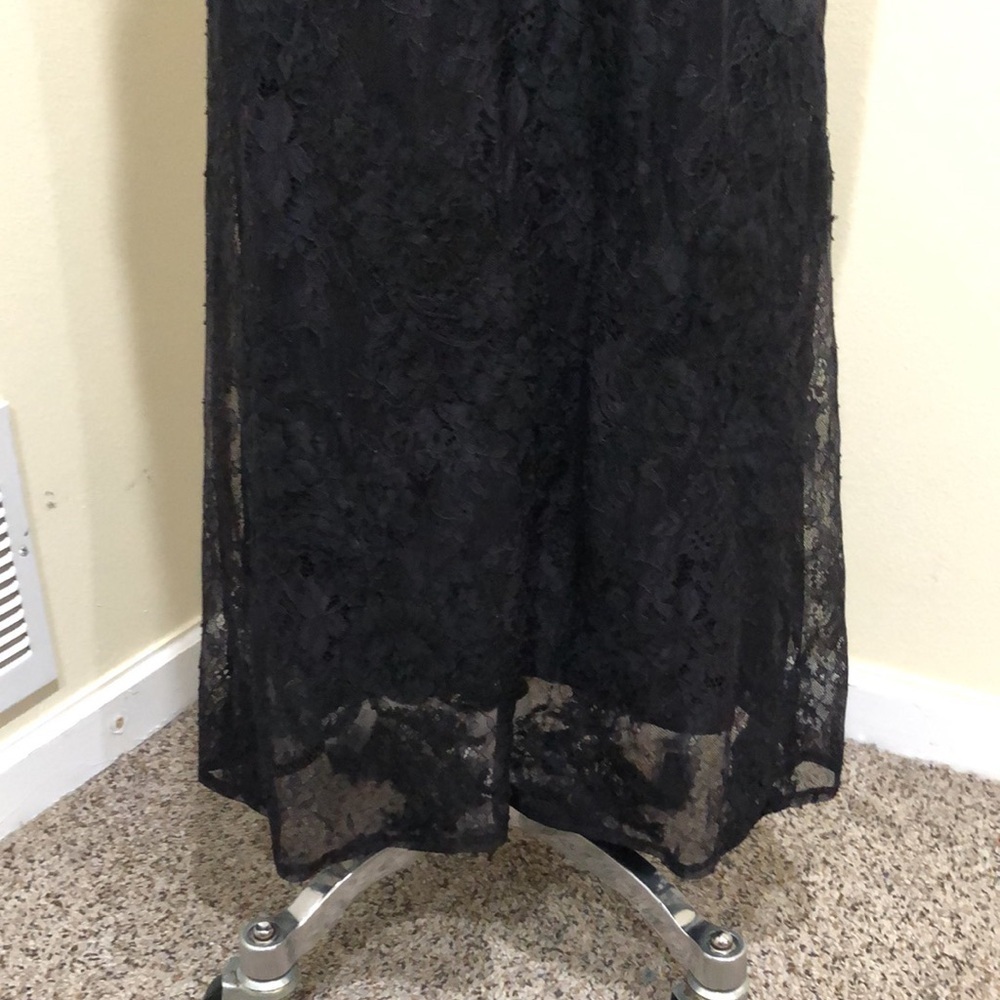 Badgley Mischka Lace Column Gown Size 2 Black Floral Lace - Picture 4 of 11